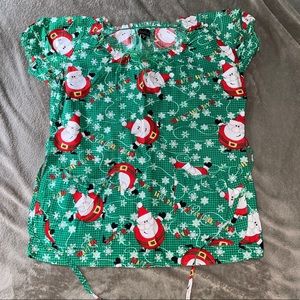 Christmas print scrub top